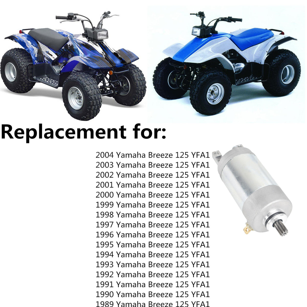 munirater Starter Motor Replacement for 1989-2004 Yamaha Breeze 125 YFA1 124cc 3FA-81800-01-00 18755