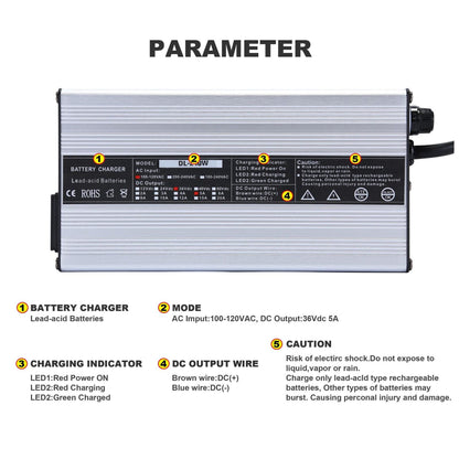 munirater 36V 5A Golf Cart Battery Charger SB50 Plug Portable Light and Thin Charger Replacement for TXT Marathon Club Car Golf Carts