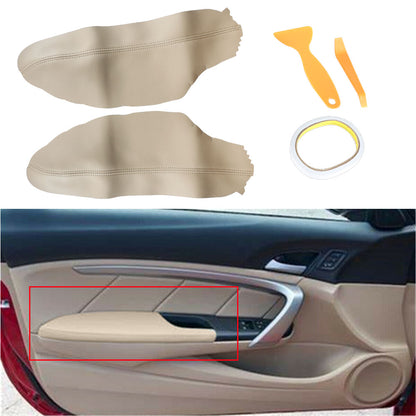 munirater 1 Pair Front Door Panel Leather Armrest Protector Cover Beige Replacement for 2008-2012 Accord Coupe