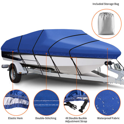 munirater 17-19Ft Heavy Duty Marine Grade Trailerable Boat Covers Replacement for V - Hull Pro - Style Bass Boats with Tightening Strap