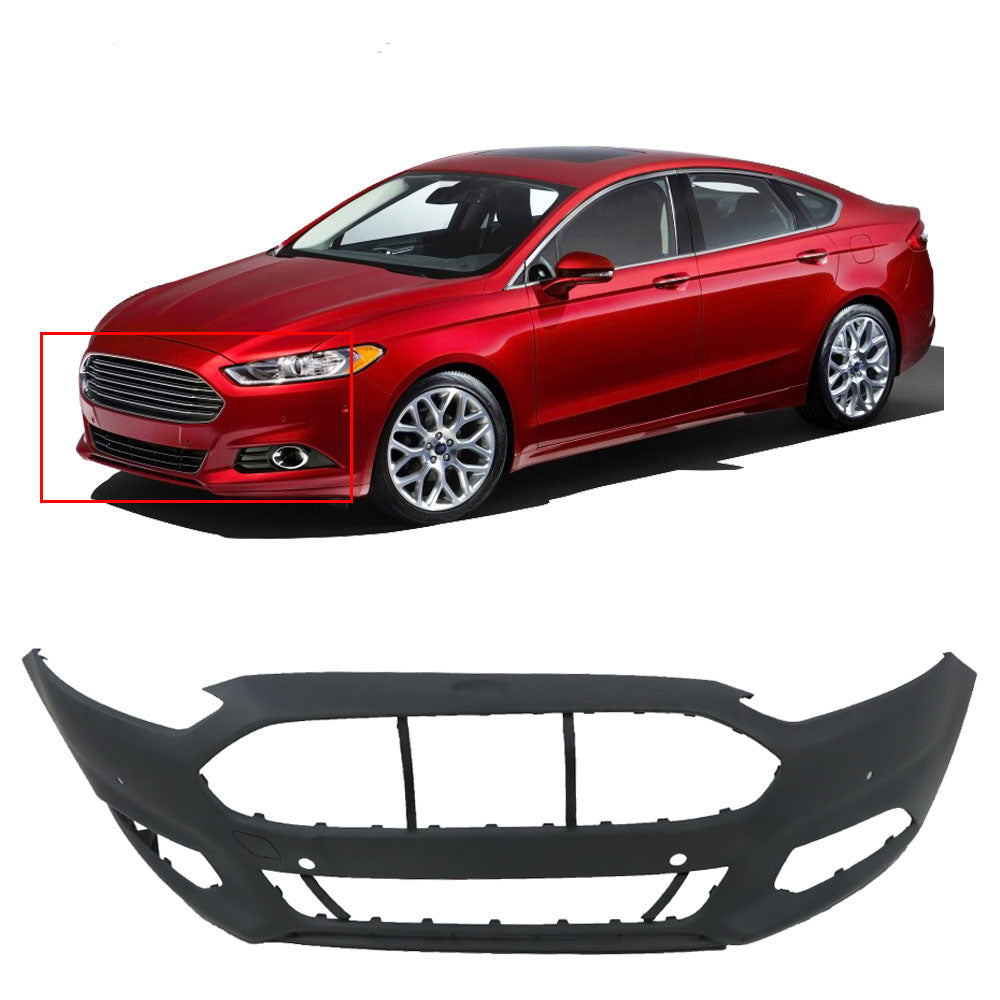 munirater Primered Front Bumper Cover Fascia Replacement for 2013-2016 Fusion with Park Assist Sensor Holes DS7Z17757EAPTM