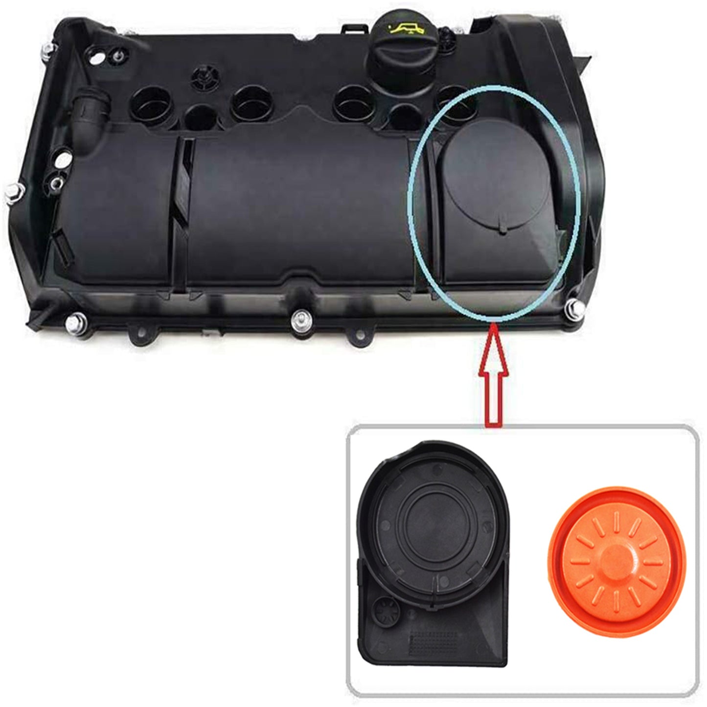 munirater New Valve Cover Cap with Membrane Replacement for MINI R55 R56 R57 R58 N13 N18 11127646552