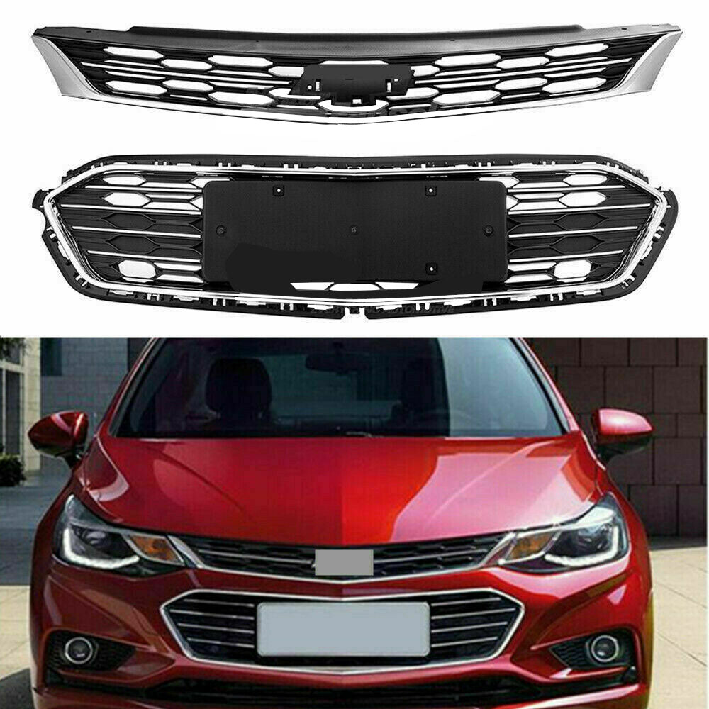 Front Hood Bumper Upper Grill Middle Lower Grille Cover Replacement for 2016 2017 2018 Cruze