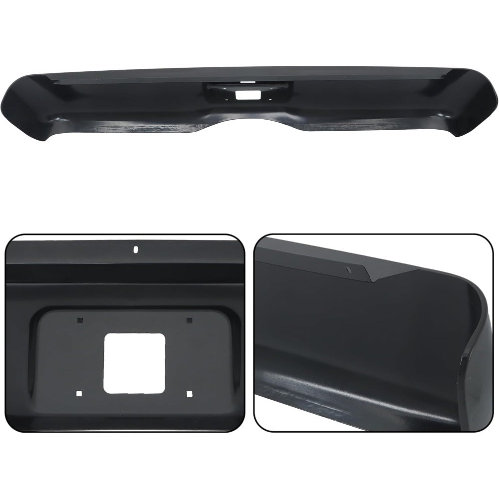 Black Steel Rear Bumper Roll Pan for Chevrolet Silverado 1500 Fleetside 2007-2013