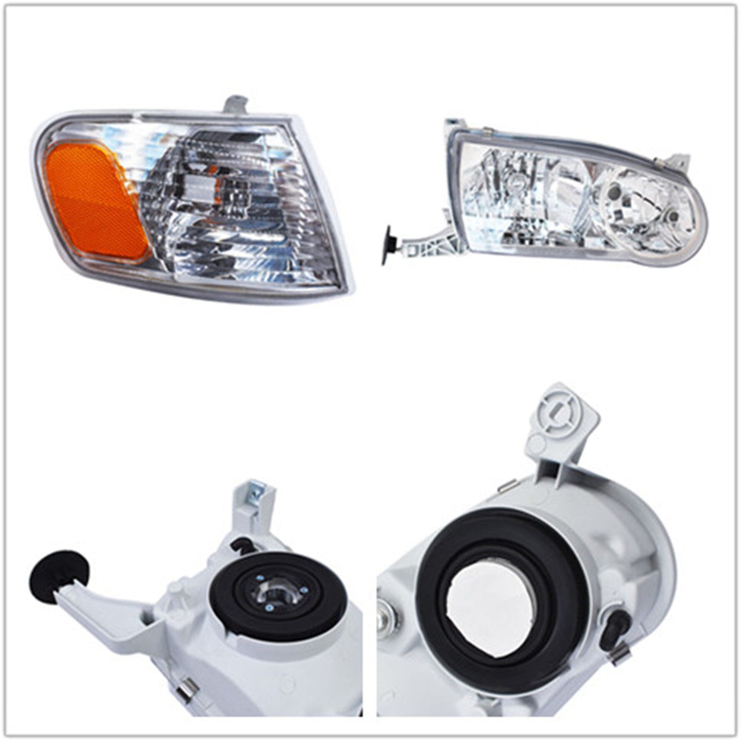 munirater Headlight For 2001 2002 Toyota Corolla Chrome w/Corner Signal Lamp LH+RH