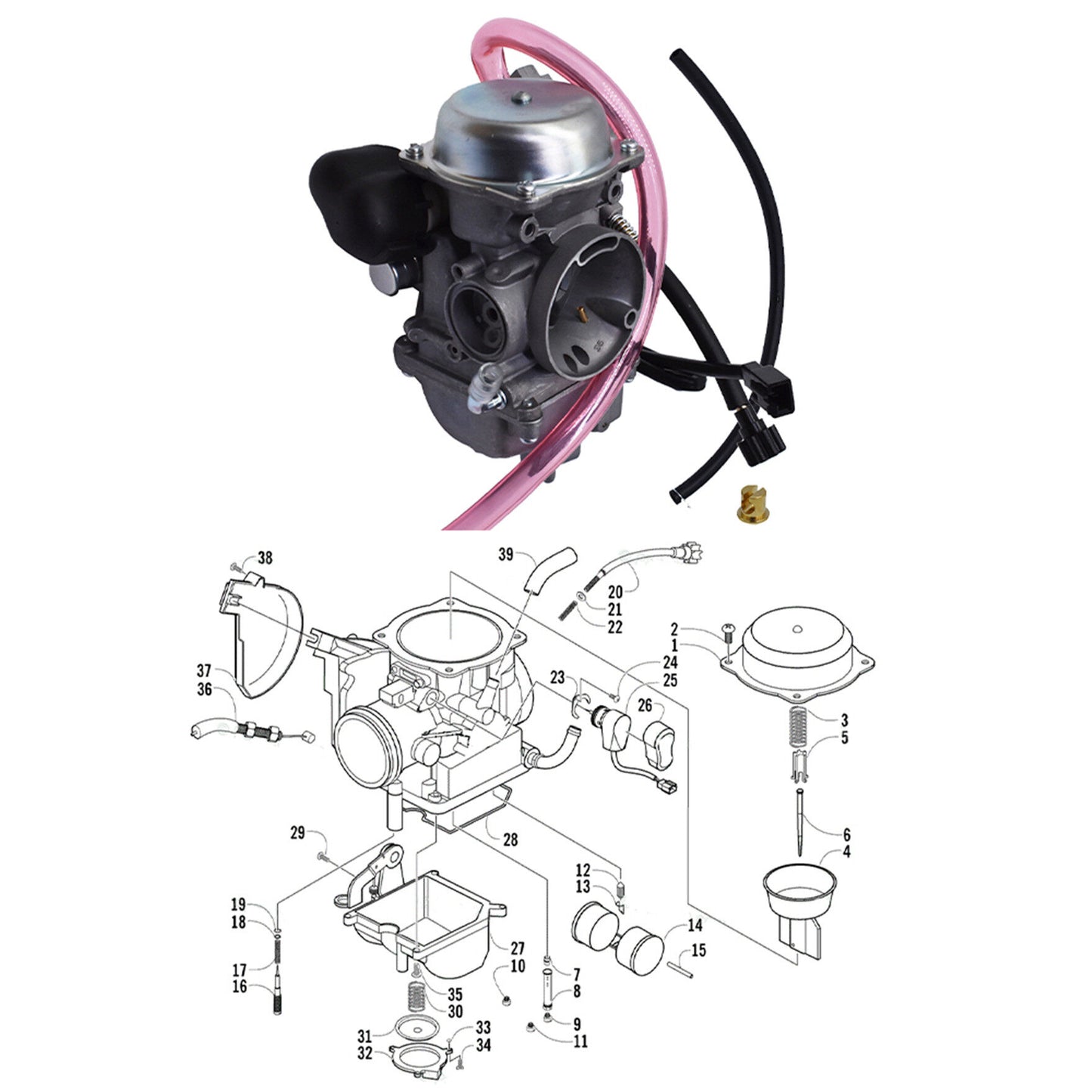 munirater Carburetor Carb 0470-571 Replacement for Arctic Cat 2006-2008 Prowler 650 Prowler Xt ATV 2007 650 H1 Auto Trans Prowler 2007 Xt 650