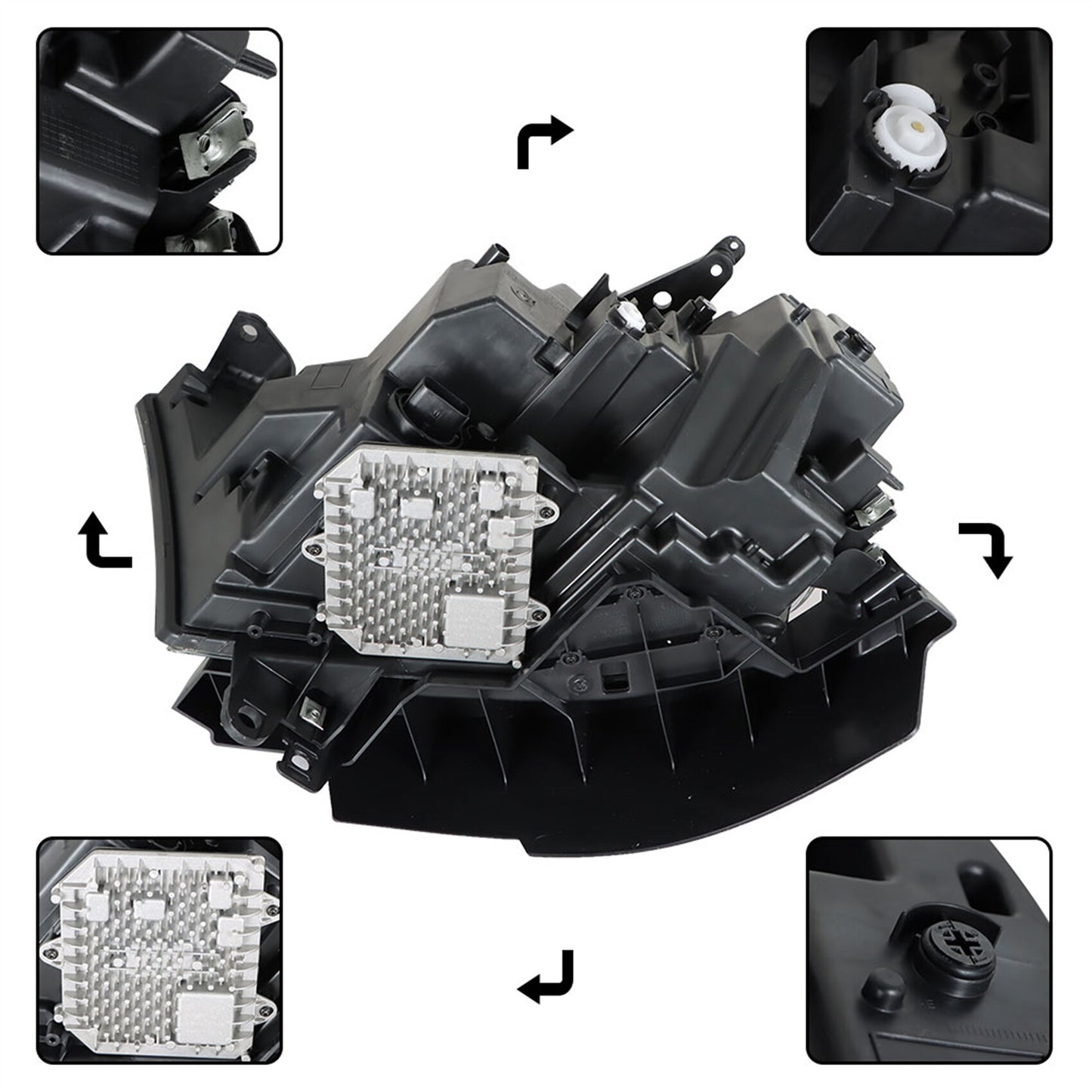 munirater Full LED Headlight For 2019-2021 Dodge Ram 1500 W/DRL Clear Lens Right Side