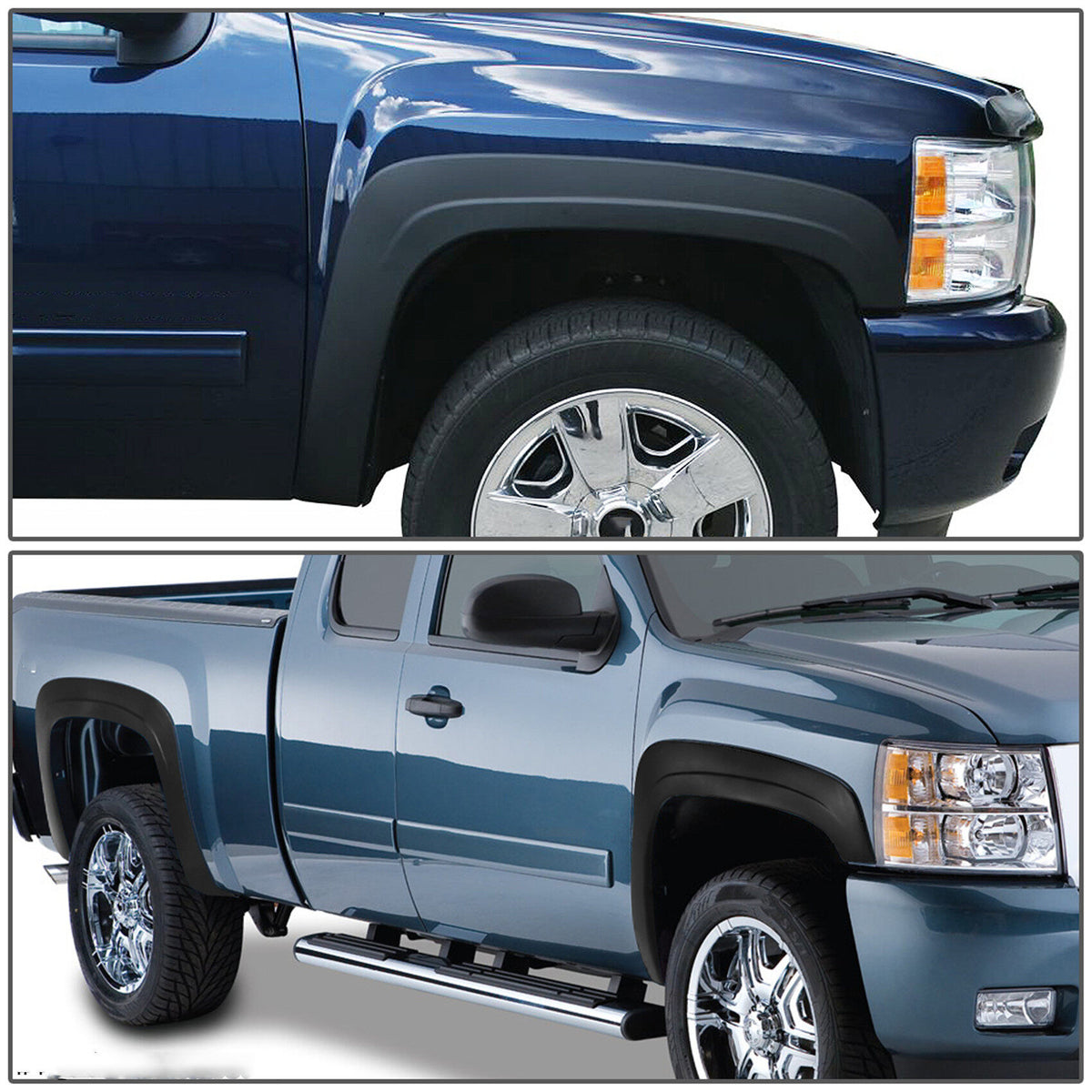 munirater Wheel Fender Flares Replacement for 2007-2013 Chevy Silverado 1500/2500HD/3500HD OE Factory Style 02RSA4511BDM