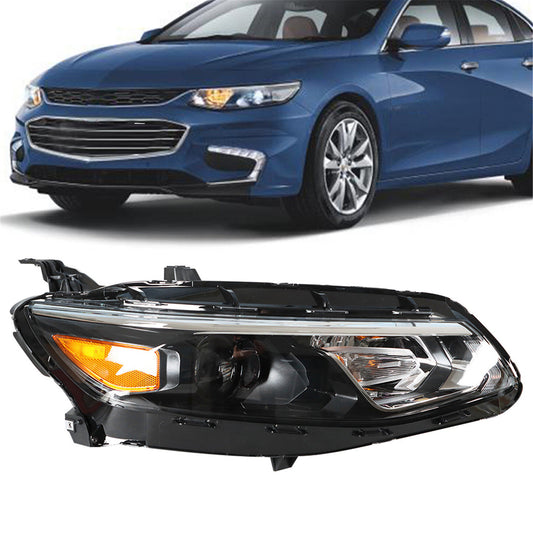 munirater 1-Pack Passenger Side Black Housing Projector Headlight Assembly Replacement for 2016 2017 2018 Malibu