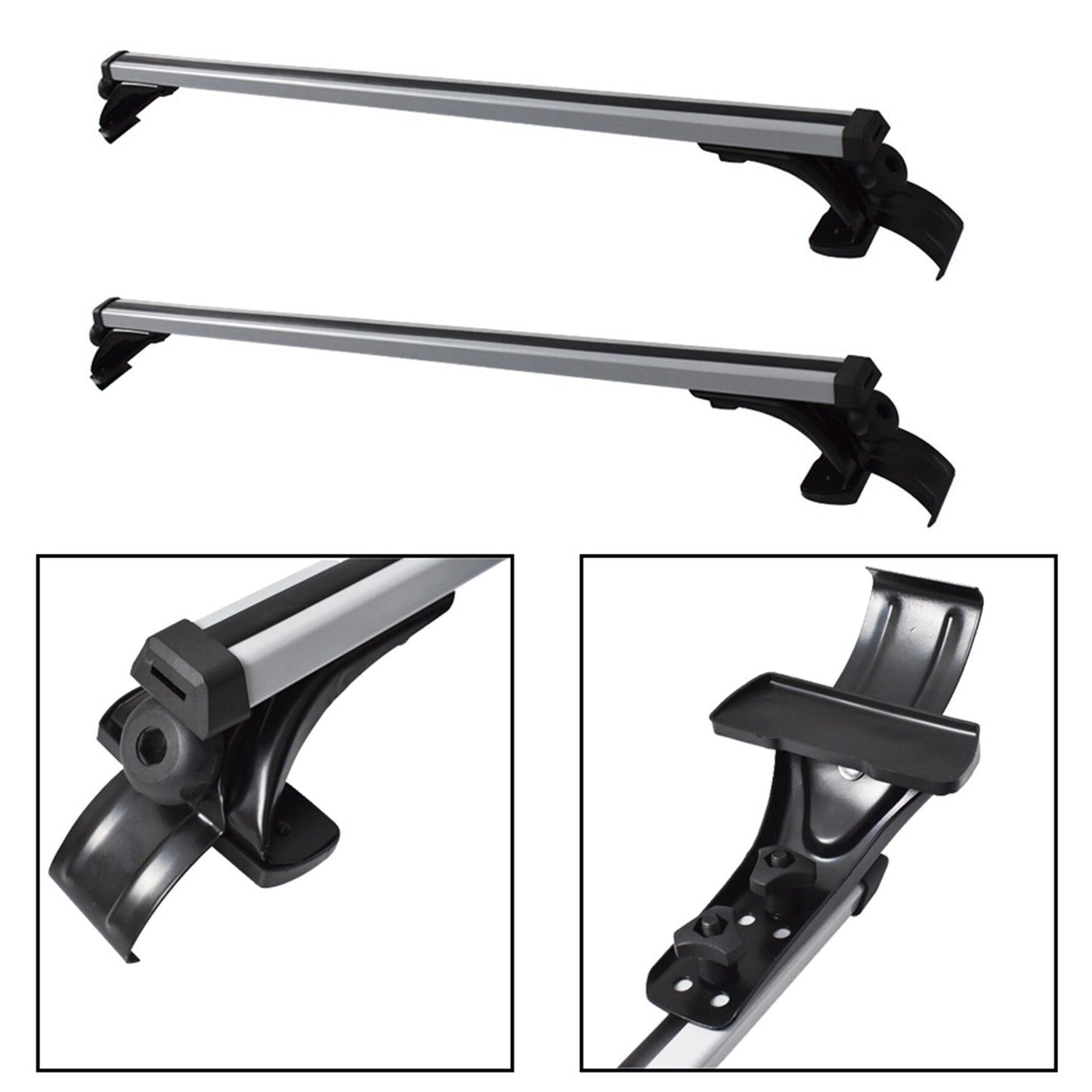 Universal 48 inch Car Aluminum Top Luggage Roof Rack Cross Bar Carrier Adjustable Window Frame with 3 Kinds Clamp