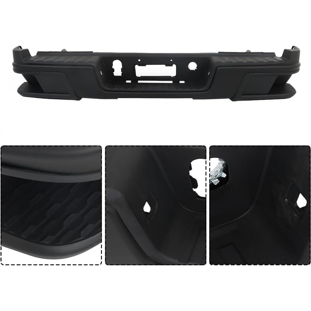 Black Rear Step Bumper for Chevrolet Colorado & GMC Canyon 2015-2019, without Sensor Holes, GM1103180