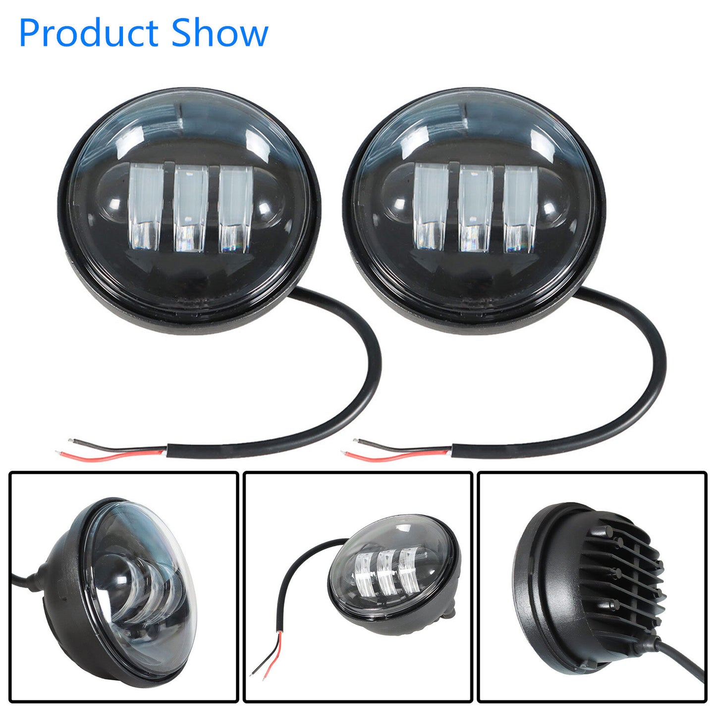 munirater 4.5In LED Passing Lights Black Fog Spot Lamp Replacement for 1993-1999 Dyna