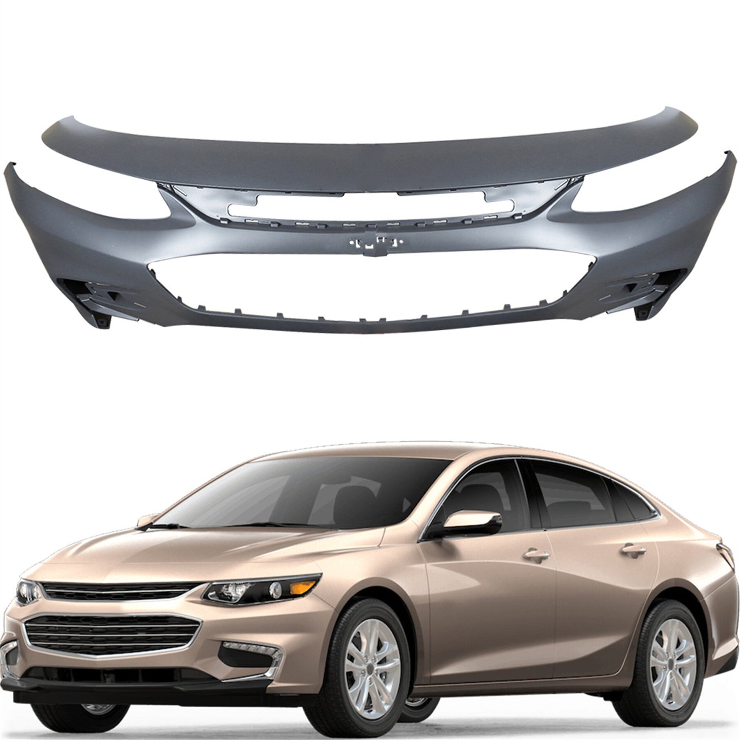 munirater Primered Front Bumper Cover Fascia Replacement for 2016-2018 Malibu