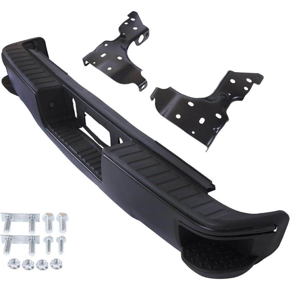 Black Steel Rear Step Bumper for Chevrolet Silverado 1500 & GMC Sierra 1500 2014-2018, GM1103177
