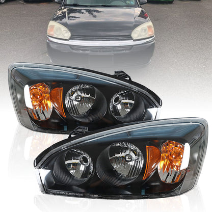 munirater Headlight Assembly Driver & Passenger Side Black Headlamps Replacement for 2004-2007 Malibu, 2008 Malibu Classic Model GM2502235 GM2503235