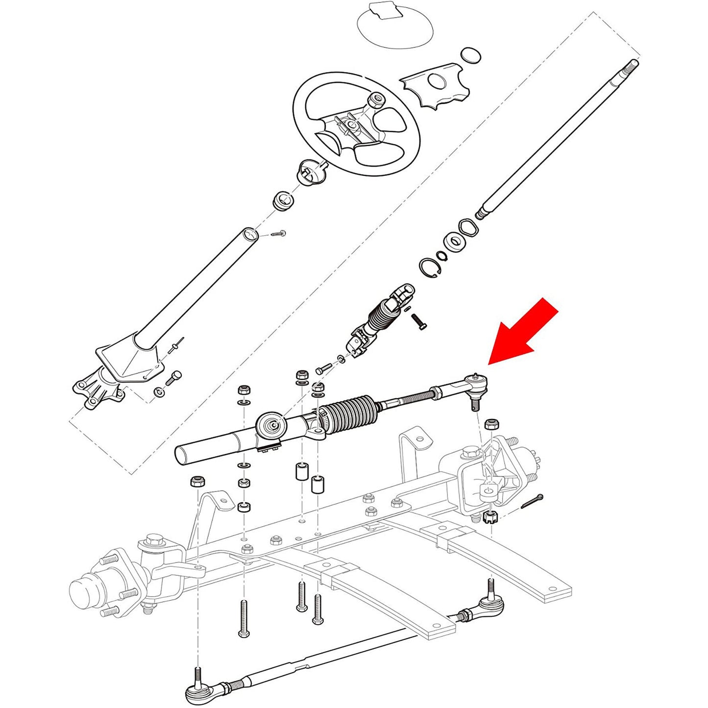 munirater Steering Gear Box Assembly Replacement for 2008 & Up EZGO RXV Golf Cart Steering Rack 601500