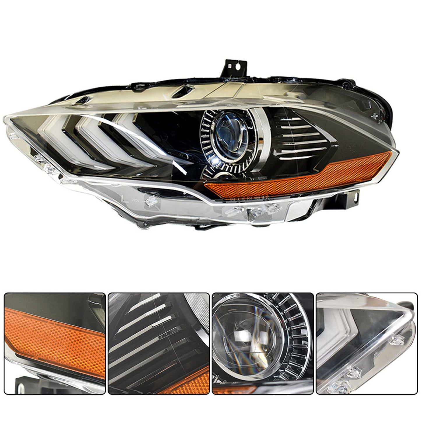 munirater Driver Side Headlight Assembly with LED DRL Replacement for 2018-2020 Mustang Projector Headlights FO2502369