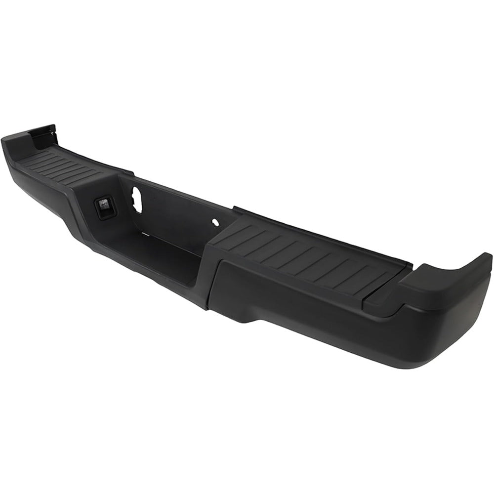 Black Steel Rear Step Bumper for Ford F-250 Super Duty 2017-2019, without Sensor Holes, FO1103196