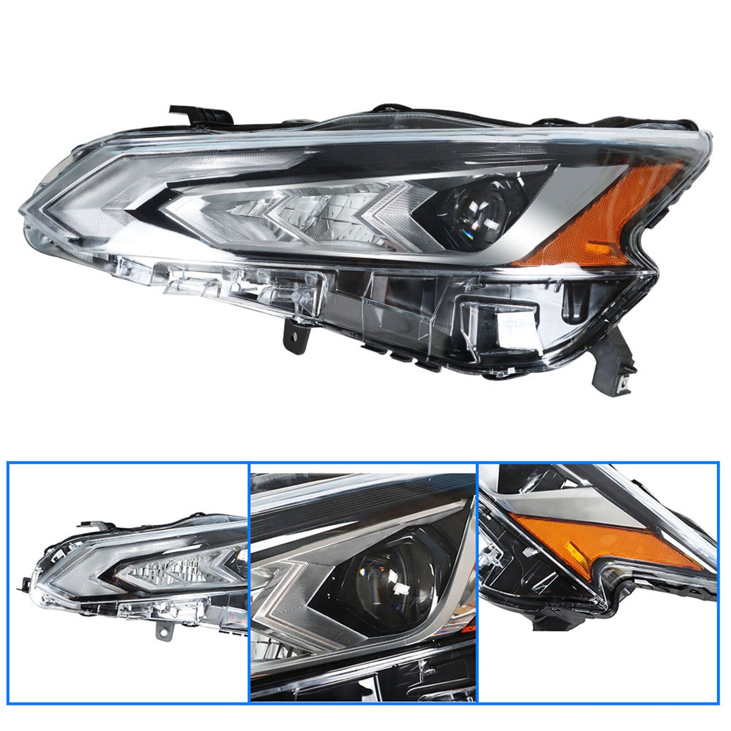 munirater Driver Side Chrome Projector LED Headlight Assembly Replacement for 2019 2020 2021 Nissan Altima 260606CA5B