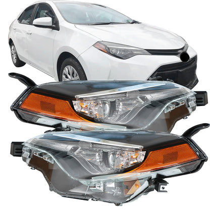 munirater Halogen Type Headlights For 2017-2019 Toyota Corolla L/Le/Le Eco Chrome Housing