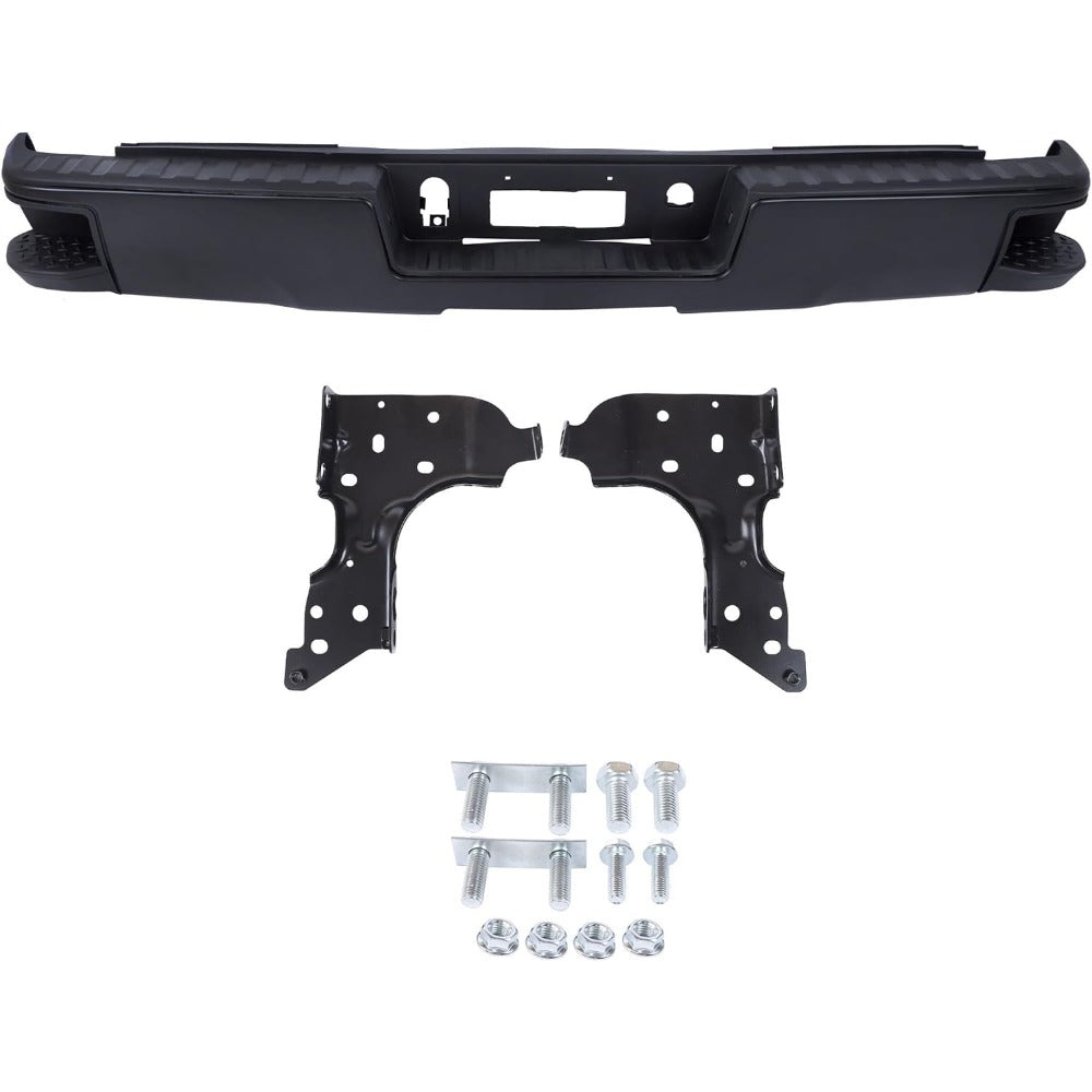 Black Steel Rear Step Bumper for Chevrolet Silverado 1500 & GMC Sierra 1500 2014-2018, GM1103177