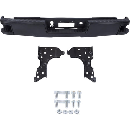 Black Steel Rear Step Bumper for Chevrolet Silverado 1500 & GMC Sierra 1500 2014-2018, GM1103177