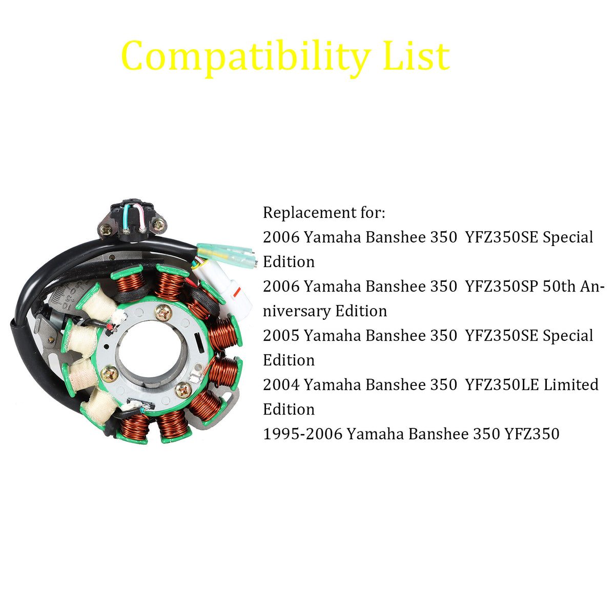 munirater Stator Coil Replacement for Yamaha Banshee 350 Yfz350 1995-2006 Magneto