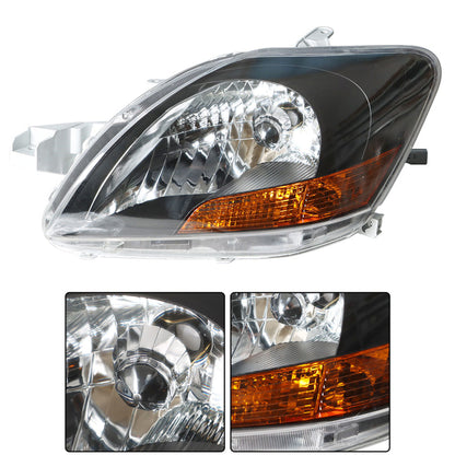 munirater Black Housing Headlights Headlamps Assembly Replacement for 2007-2011 Yaris Base Sedan 4-Door with Amber Corner Driver & Passenger Side TO2518108 TO2519108