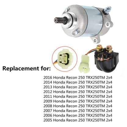 munirater Starter Motor with Solenoid Relay Replacement for Honda TRX250TM TRX250 TM Recon 250 2005-2017