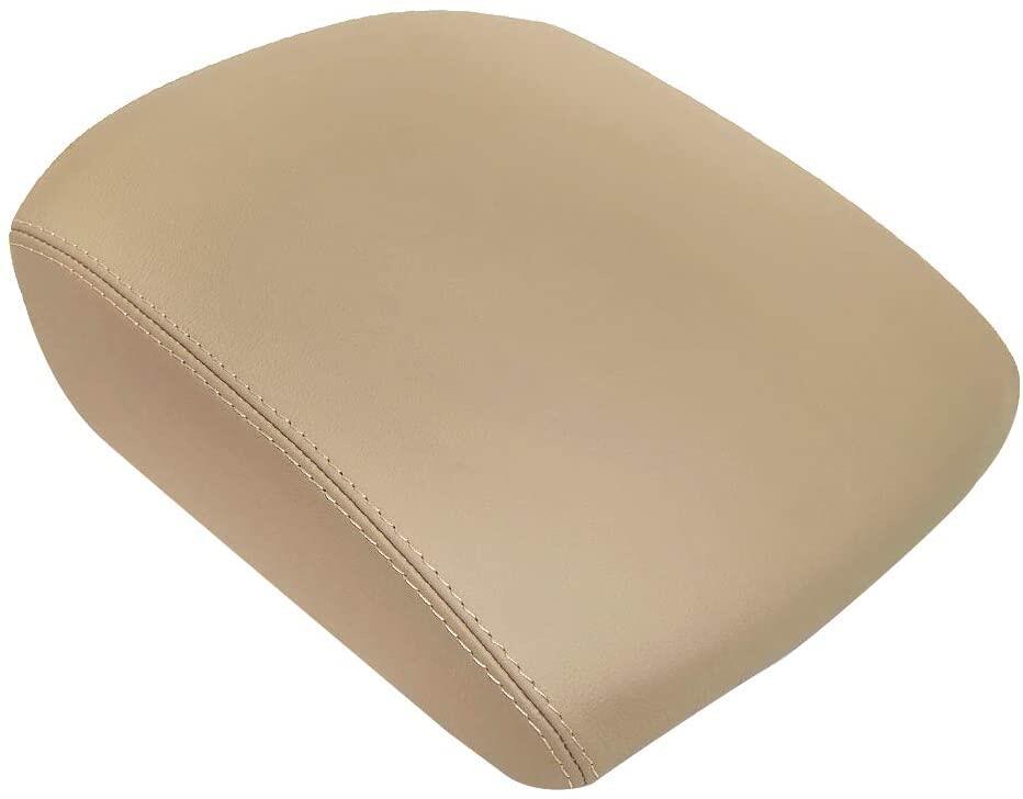 munirater Beige Leather Armrest Center Console Lid Cover Skin Replacement for 2009-2015 Honda Pilot