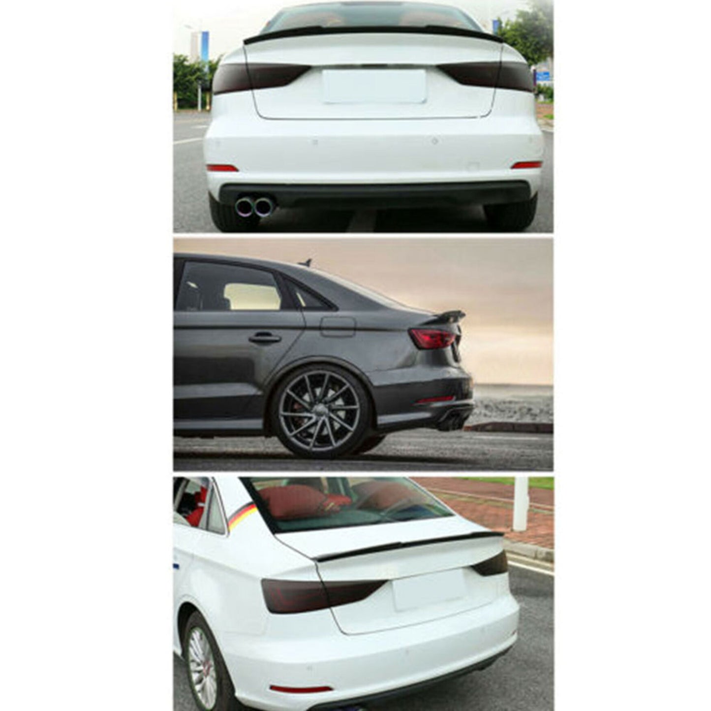 munirater Carbon Fiber Rear Trunk Spoiler Wing Replacement for 2014-2018 A3 S3 Sedan V Type