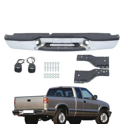 Chrome Steel Rear Step Bumper Assembly for Chevrolet S10 & GMC Sonoma 1998-2004