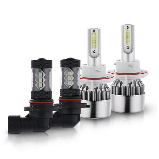 munirater 4Pcs LED Headlight Hi/Lo Fog Light Bulbs Combination Replacement for 2004-2014 F-150 8000K