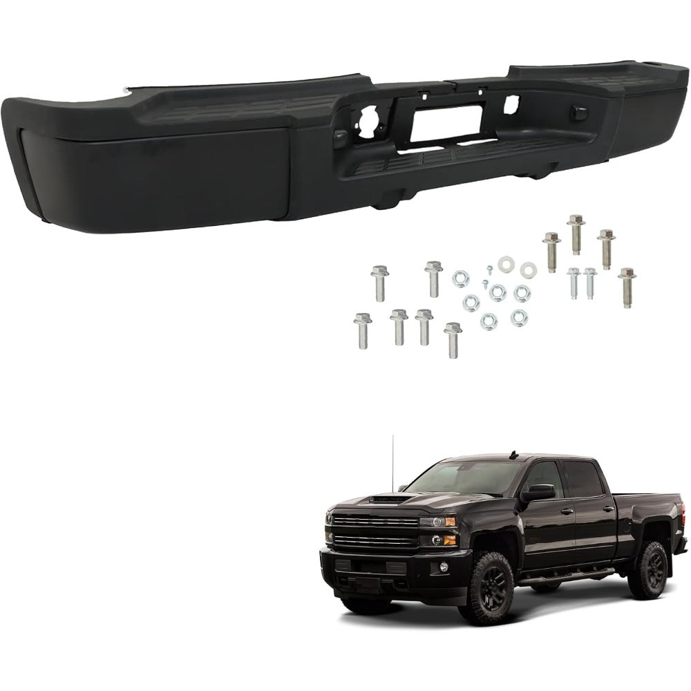 Black Rear Bumper Assembly for Chevrolet Silverado & GMC Sierra 2500 HD / 3500 HD 2011-2014, without Sensor Holes