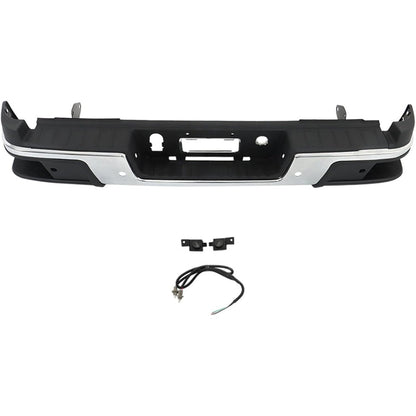 Chrome Rear Bumper Assembly for Chevrolet Colorado & GMC Canyon 2019-2021, with Sensor Holes