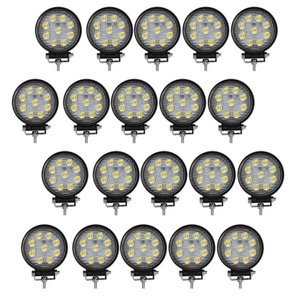 munirater 20-Pack 4Inch 27W LED Work Light Bar Round Spot Pods Replacement for SUV, Trucks, UTE, ATV Driving Fog Light Off Road Flood LED Lights Bar Total 540W