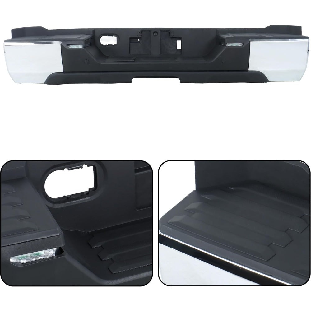 Chrome Rear Step Bumper for Toyota Tundra 2022-2024, without Sensor Holes, TO1103141
