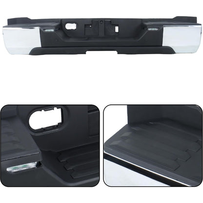 Chrome Rear Step Bumper for Toyota Tundra 2022-2024, without Sensor Holes, TO1103141