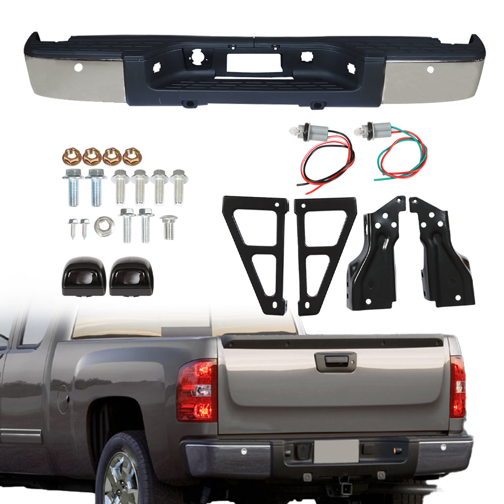 munirater Rear Step Bumper Chrome Steel Electroplated Replacement for 2007-2013 Chevy Silverado & GMC Sierra 1500 GM1103148 20899360