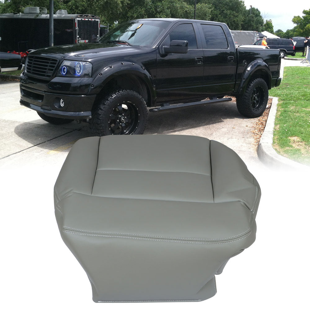 munirater Front Driver Bottom Seat Cover Gray Leather Replacement for 2004-2008 F-150