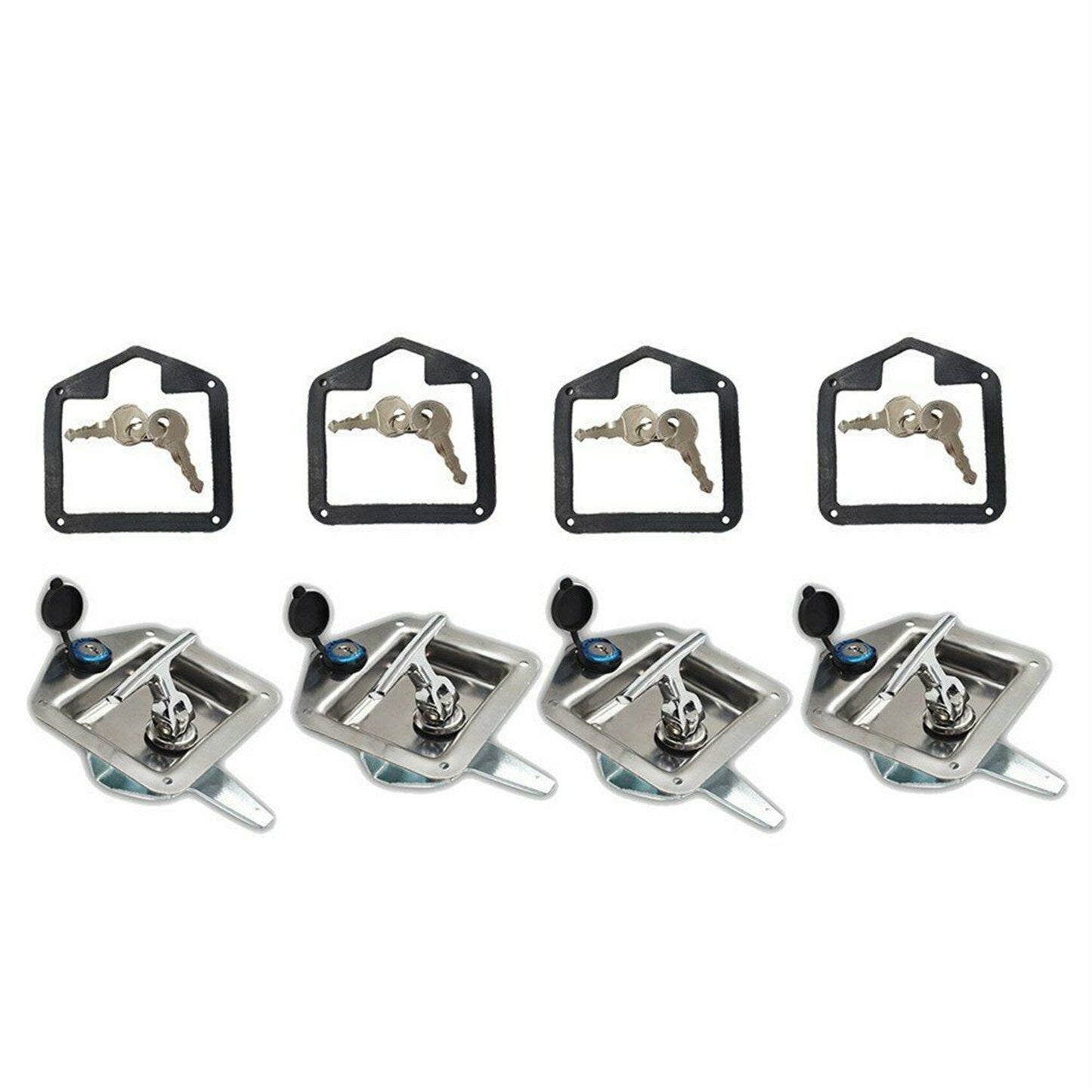 munirater 4-Pieces Rv Door Tool Box Latch and Lock & Gasket T-Handle & Keys 304 Stainless Steel T-Handle Lock Highly Polished