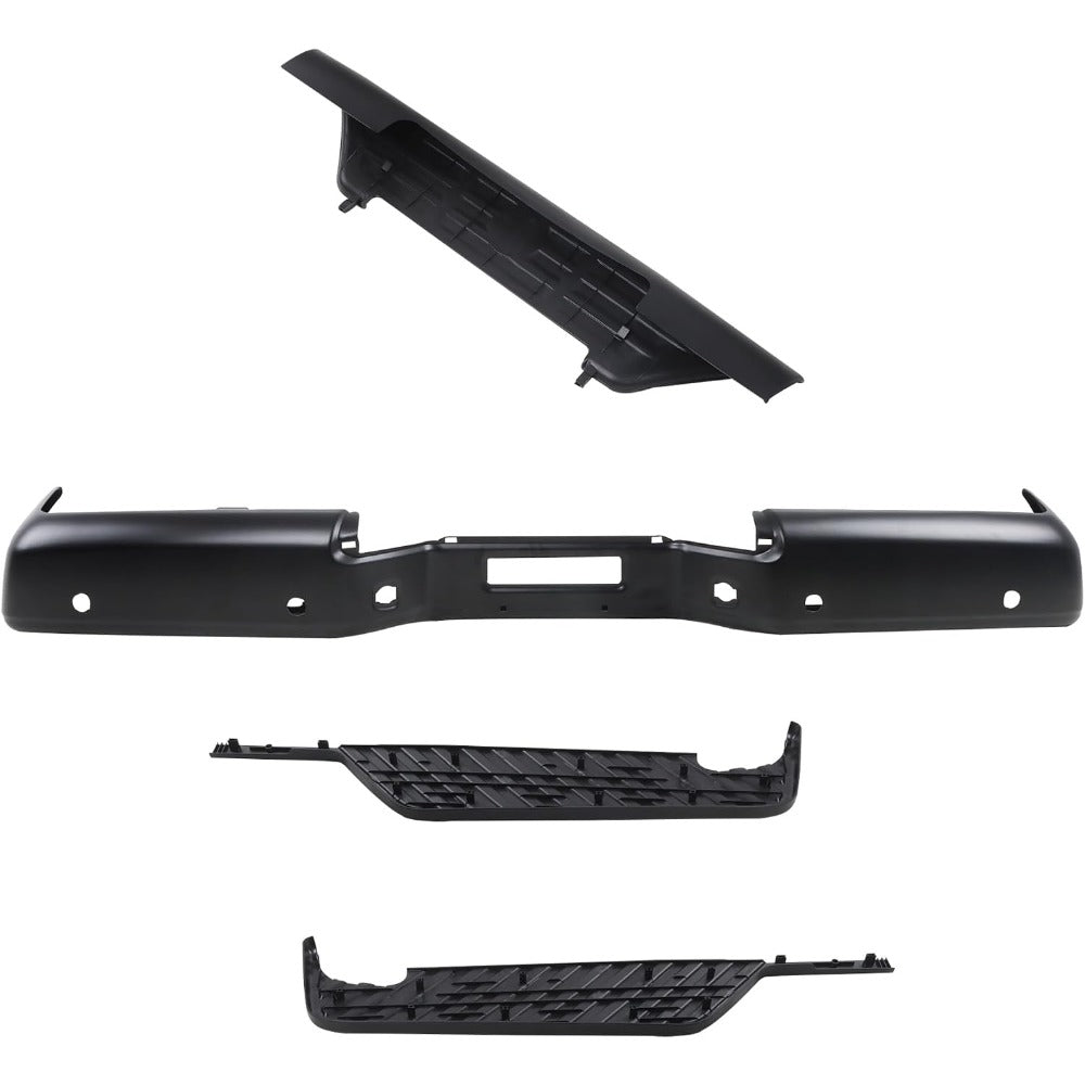 Black Rear Bumper Face Bar and 3 Step Pads for Nissan Titan XE 2007-2010 / S 2011-2015, 850309FM0G