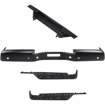Black Rear Bumper Face Bar and 3 Step Pads for Nissan Titan XE 2007-2010 / S 2011-2015, 850309FM0G
