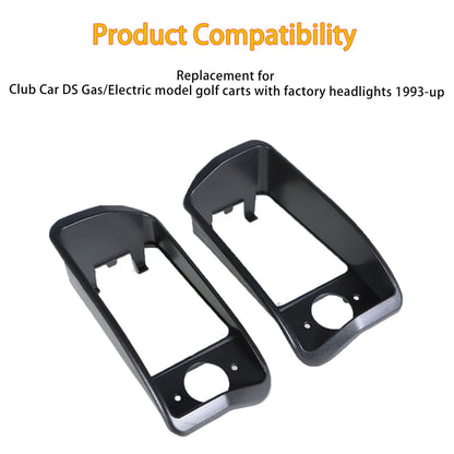 munirater Headlight Bezels Replacement for Club Car Golf Cart DS 1993 - Up Black 1016880 1016879