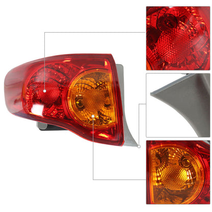 munirater For 2009-2010 Toyota Corolla Outer Tail Light Red Halogen Left + Right Side