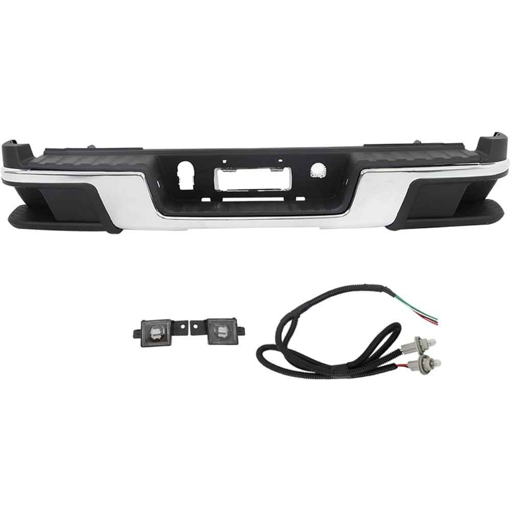 Chrome Rear Step Bumper for Chevrolet Colorado & GMC Canyon 2015-2019, without Sensor Holes, GM1103181