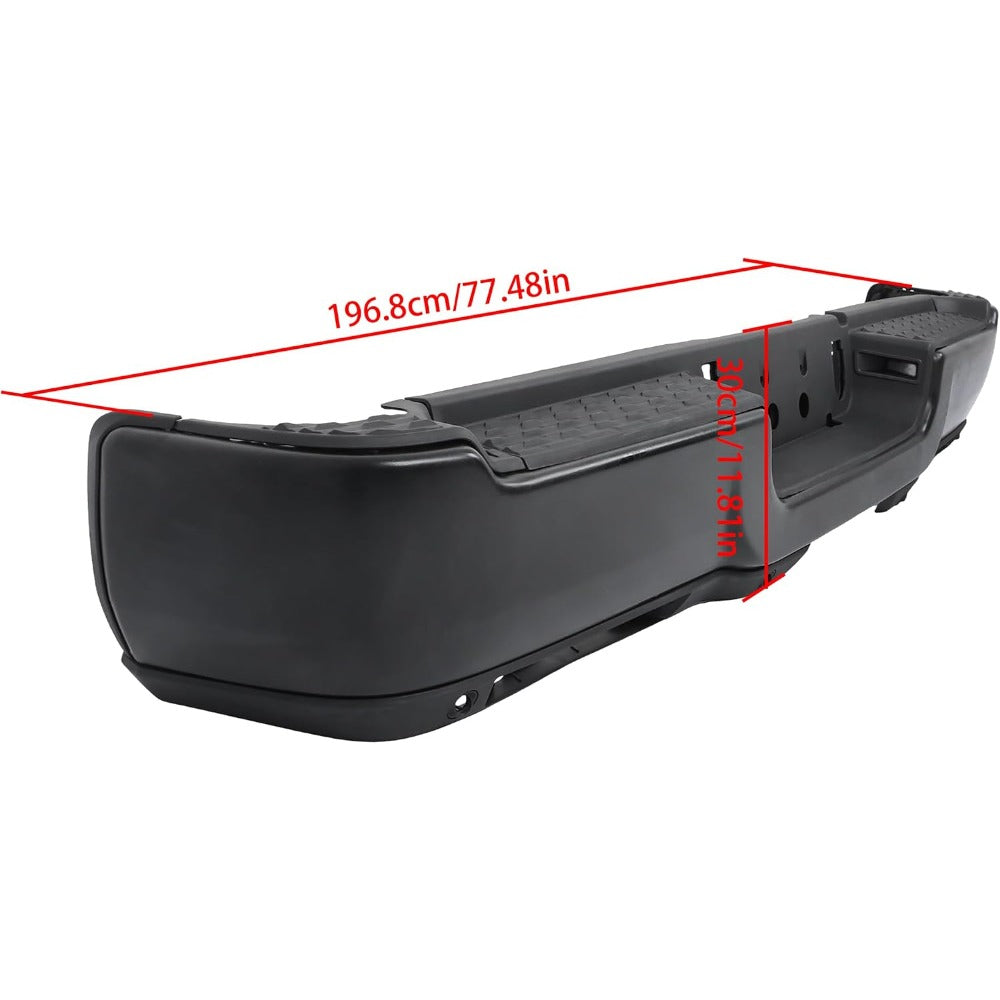 Black Rear Step Bumper for Ram 2500 2019-2024, with Sensor and Light Openings, CH1103179