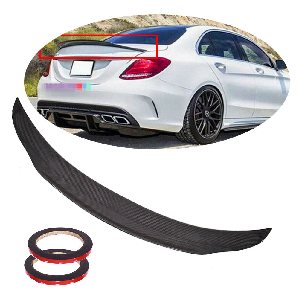 munirater Carbon Fiber Black Rear Trunk Spoiler Wing Replacement for 2015-2019 W205 C63 AMG