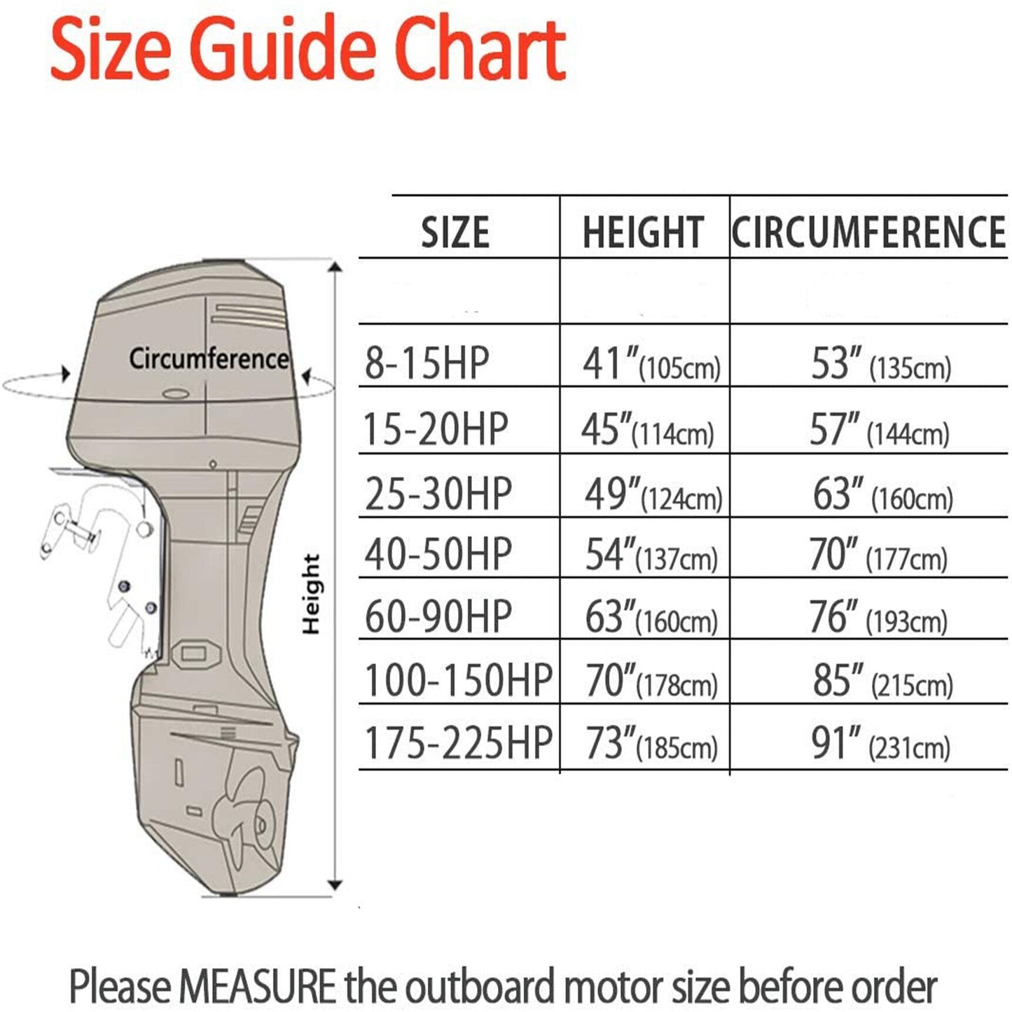 munirater Outboard Boat Motor Cover with 600D Heavy Duty Oxford Fabric + Extra Coating Outboard Engine Covers Replacement for 100-150 HP Motors