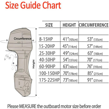 munirater Outboard Boat Motor Cover with 600D Heavy Duty Oxford Fabric + Extra Coating Outboard Engine Covers Replacement for 100-150 HP Motors